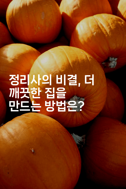 정리사의 비결, 더 깨끗한 집을 만드는 방법은?-힐링달